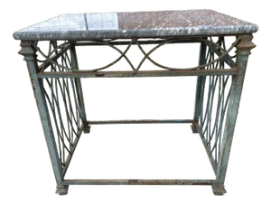 1920s Wrought Iron and Marble Side Table