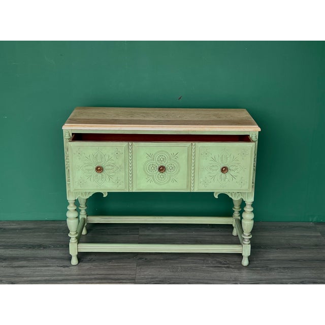 1940s 1940s Spanish Style Oak Console Cabinet For Sale - Image 5 of 12