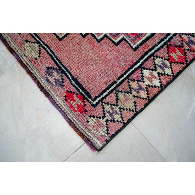 1960s Runner Rug Turkish Hand-Knotted Rug Pink Hallway Decor Kitchen Runner 3x10 Ft Approx For Sale - Image 12 of 14