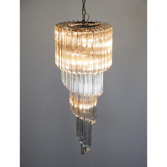 Mid-Century Modern Murano Chandelier with 86 Transparent Prism Quadriedri, 1990s For Sale - Image 3 of 13
