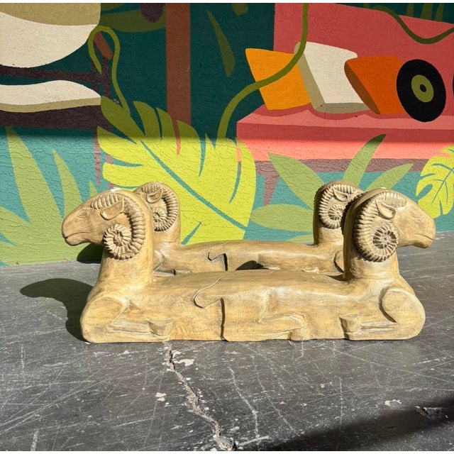 Double Rams Head Glass Coffee Table For Sale - Image 11 of 13