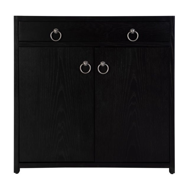 2020s Lark 31 in. W Rectangular Wood Accent Storage Cabinet with 1 Drawer and 2 Doors, Washed Black For Sale - Image 5 of 11