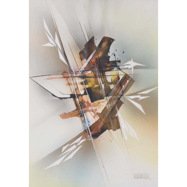 Paper Leonardo Nierman (b.1932 - Mexico City, Mexico) Abstract Expressionist Painting Circa 1970 For Sale - Image 7 of 9