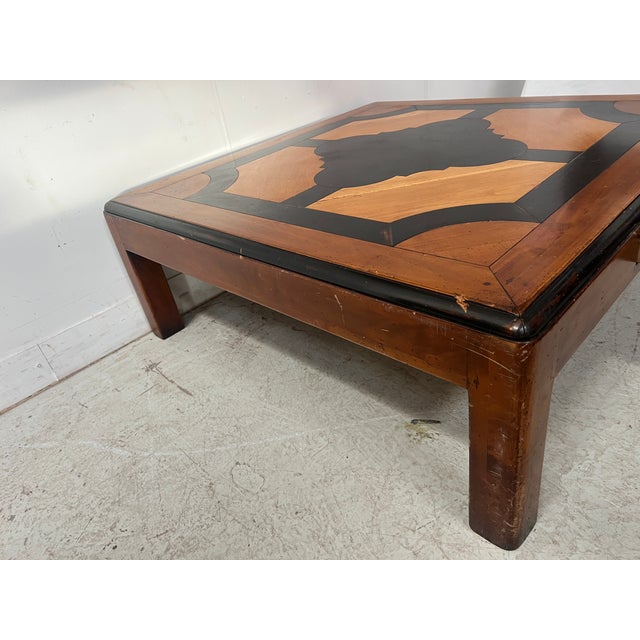 20th Century Wooden Coffee Table with Geometric Decoration For Sale - Image 5 of 9