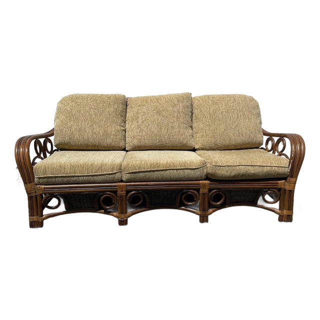 Late 20th Century Rattan Sofa For Sale