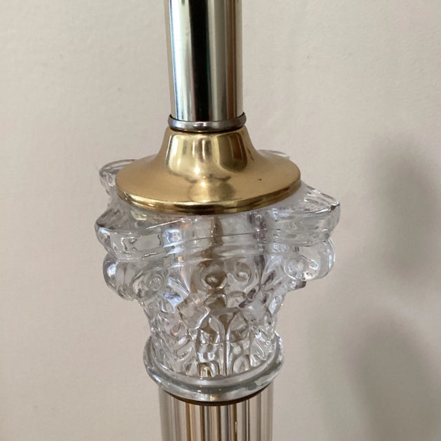 Mid 20th Century Hollywood Regency Style Column Crystal Glass Lamp With Marble Base For Sale In Chicago - Image 6 of 12