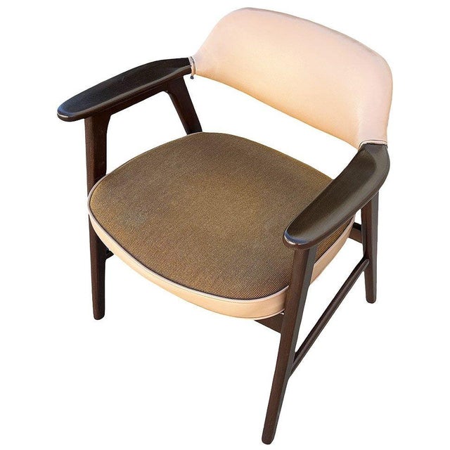 Mid-Century Dark Oak Accent Armchairs W/ Beige Seat by Paoli Furniture, Set of 3 For Sale - Image 4 of 8