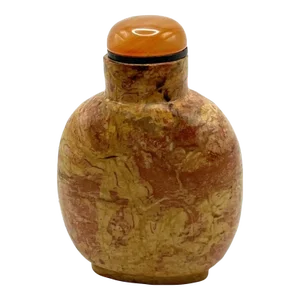 Jasper Snuff Bottle in Mustard Yellow and Rust Colors