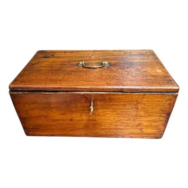 19th Century Antique Storage Box With Key For Sale