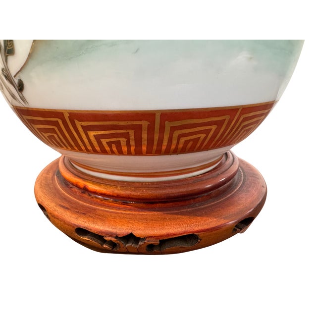Wood 26” Chinoiserie Porcelain Floral Lamps – Vintage Pair, Newly Rewired For Sale - Image 7 of 10
