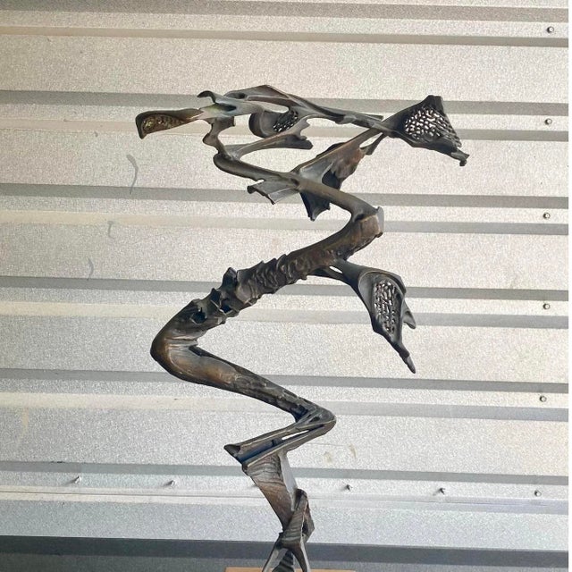Midcentury Brutalist Bronze Abstract Sculpture Signed Robert Cool For Sale - Image 14 of 16