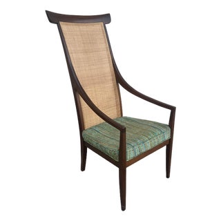 1970s High Back Mid Century Modern Rattan Lounge Chair For Sale