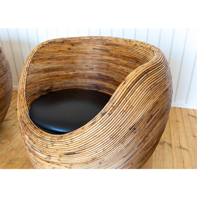 1980s Mid-Century Modern Coastal Boho Rattan Blonde Pod Tub Armchairs by Terence Conran for Habitat, 1980, Set of 2 For Sale - Image 5 of 18