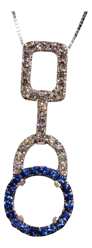 The 96th Street: Sapphire and Diamond Pendant in White Gold