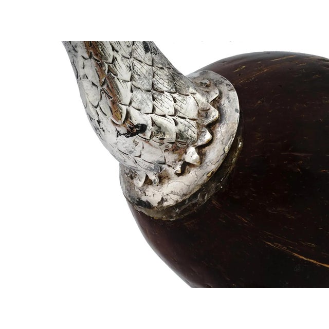 Early 20th Century Matched Pair Antique Silver and Coconut Exotic Bird Figurines For Sale - Image 5 of 9