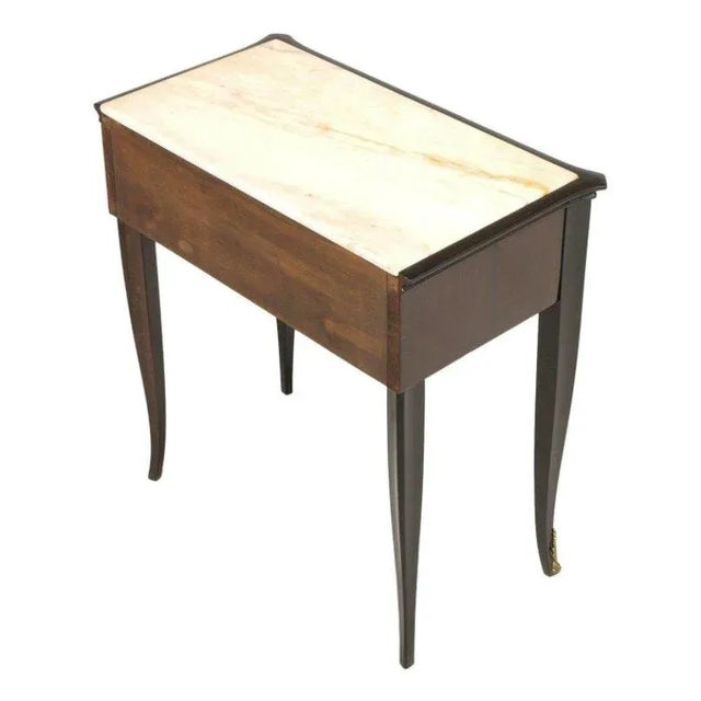 Wood Mid-Century Nightstand with Portuguese Pink Marble Top For Sale - Image 7 of 8