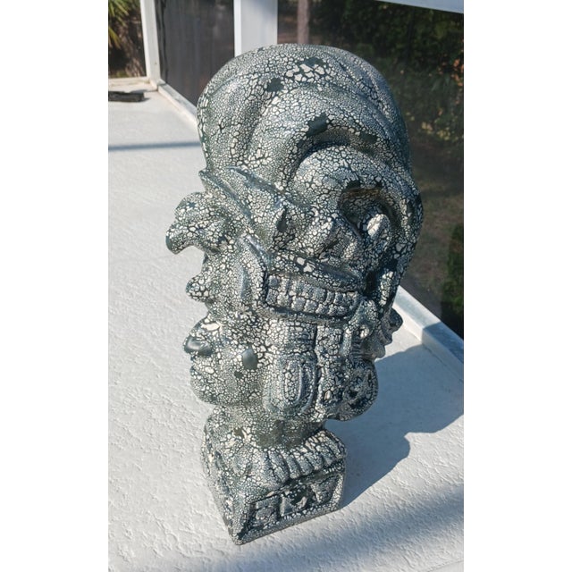 Late 20th Century Ancient Hawaiian Warrior Chief Vintage Ceramic Sculpture For Sale - Image 10 of 11
