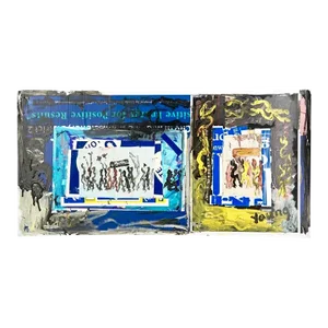1990s Abstract Folk Art Collage Painting Miami Outsider Artist Purvis Young