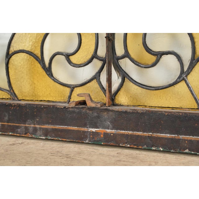 Early 20th Century Reclaimed Art Nouveau Wood Framed Stained Glass Window For Sale - Image 10 of 12