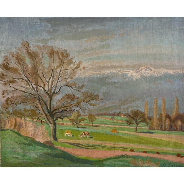 Armand Cacheux, Campagne et vaches dans le champ, Oil on Canvas For Sale - Image 16 of 16