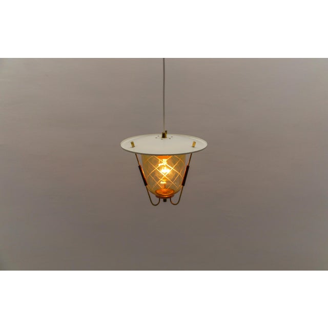 Mid-Century Modern Copper, Brass and Glass Ceiling Lamp, 1950s For Sale - Image 12 of 16