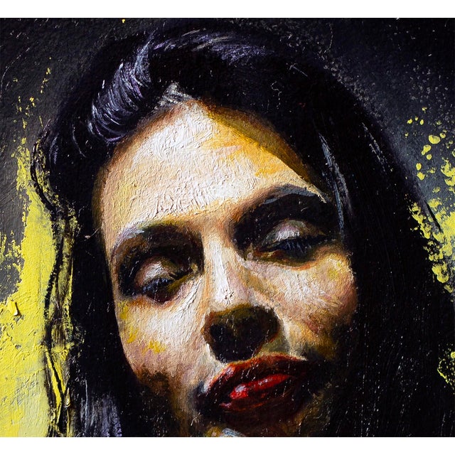 Contemporary The Last Remaining Breath by Daire Lynch | Oil on Panel Portrait of a Woman with Dark Hair For Sale - Image 3 of 3