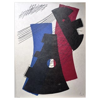 Berto Lardera, Abstract Geometric Composition I, Original Hand-Signed Lithograph, 1970 For Sale