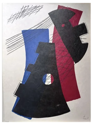 Berto Lardera, Abstract Geometric Composition I, Original Hand-Signed Lithograph, 1970