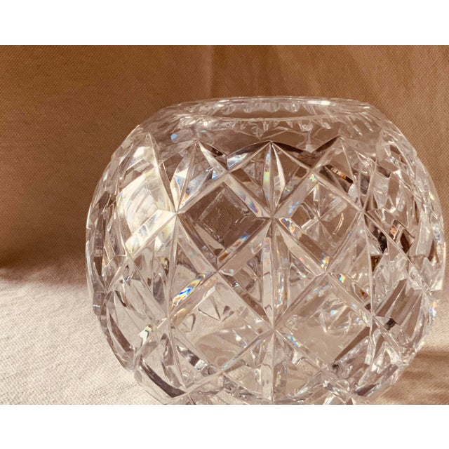 Antique French Cut Crystal Rose Bowl, Diamond Pattern, 7" For Sale - Image 9 of 11