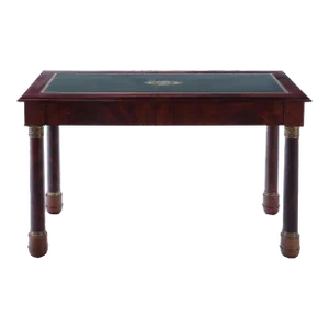 French Empire Style Mahogany Bronze Mounted Leather Top Writing Desk. C 1940.