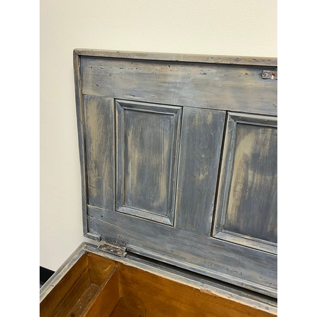 Wood 19th Century Rustic Blue Gray Dovetailed Blanket Chest For Sale - Image 7 of 10