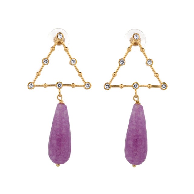 Amethyst Divine Energy Amethyst & Diamond Drop Earrings, A Pair For Sale - Image 8 of 8