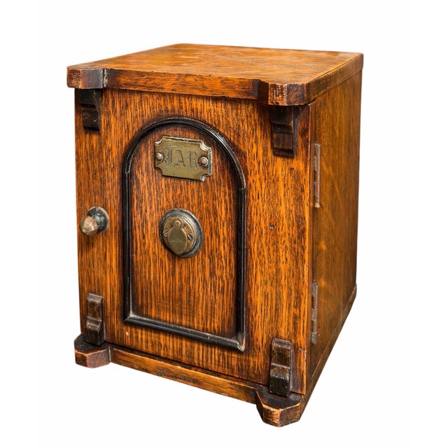 Arts & Crafts Antique Oak Humidor Lock Box For Sale - Image 3 of 8