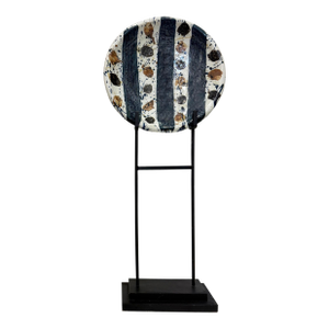Monumental Decorative Studio Pottery Charger on Iron Stand by Josef Zala, 1987