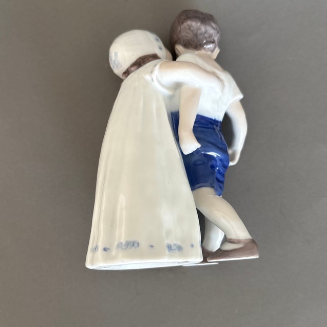 Blue 1950s Bing and Grondahl “Love Refused” Girl Kissing Boy For Sale - Image 8 of 12