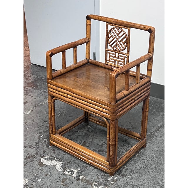 Brown Antique Chinese Bamboo Chair, Circa 1880 For Sale - Image 8 of 12