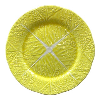 Mid-Century Secla Yellow Cabbage Ware 13” Round Ceramic Platter For Sale