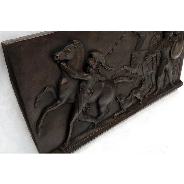 Plastic Large Roman or Greek Battle Scene Heavy Fiberglass Plaque Bronze Patina For Sale - Image 7 of 10