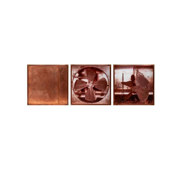 Copper Pascal Kern, Large French Conceptual Sculpture Photograph Triptych Copper Frame Pascal Kern, 1987 For Sale - Image 8 of 13