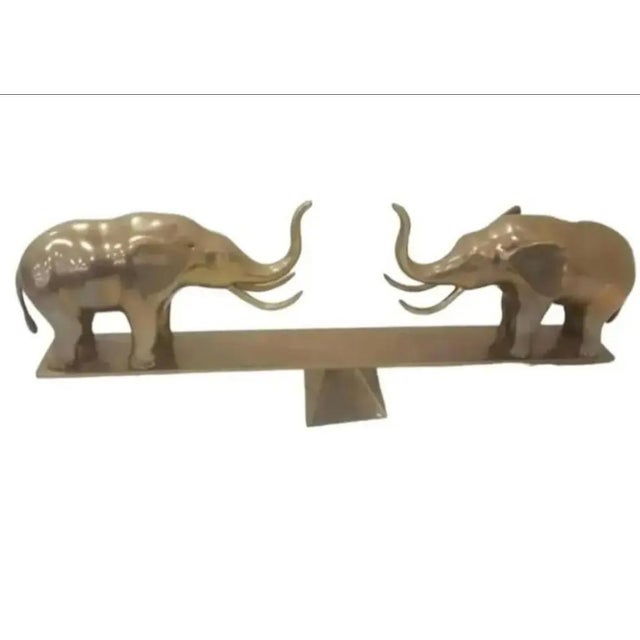 Dolbi Cashier Large Brass Elephants on Seesaw Sculpture ~ Circa 1980s For Sale In Atlanta - Image 6 of 6