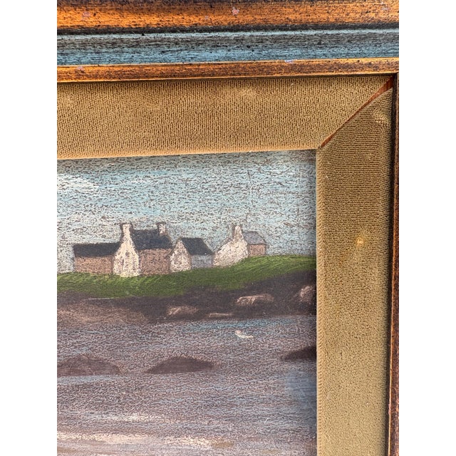 Drawing/Sketching Materials 1960s André Even Signed Breton Coastal Landscape Wax Pastel, Framed For Sale - Image 7 of 12
