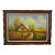 Signed Berlin Vintage Rustic Barn Landscape Oil Painting in Carved Wood Frame For Sale