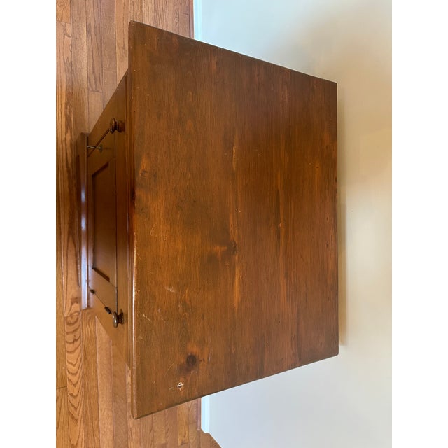 Brown Vintage Wood Cabinet With Drawer and Pull-Out Table For Sale - Image 8 of 9