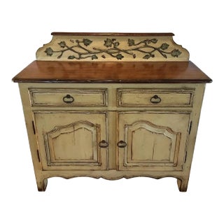 Vintage Woodland Furniture French Provincial Distressed Painted Buffet – Grape Motif For Sale