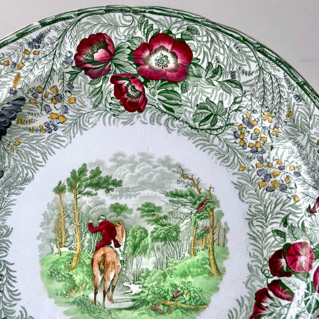 Spode Spode "Field Sports" Polychrome Transferware Charger For Sale - Image 4 of 7
