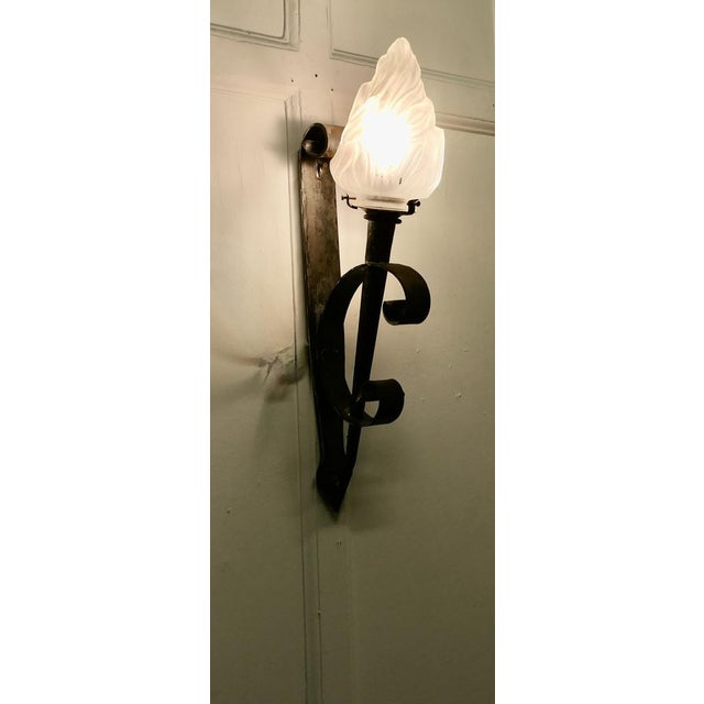 Black French Gothic Iron Wall Light, 1890s For Sale - Image 8 of 11
