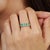 Five Stone Oval 1.38 Ct Emerald & Diamond Half Eternity Band Ring in 925 Silver Size 8 For Sale - Image 6 of 12