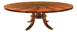 Round Mahogany Dining Table for Seating 10-12 People Natural Finish