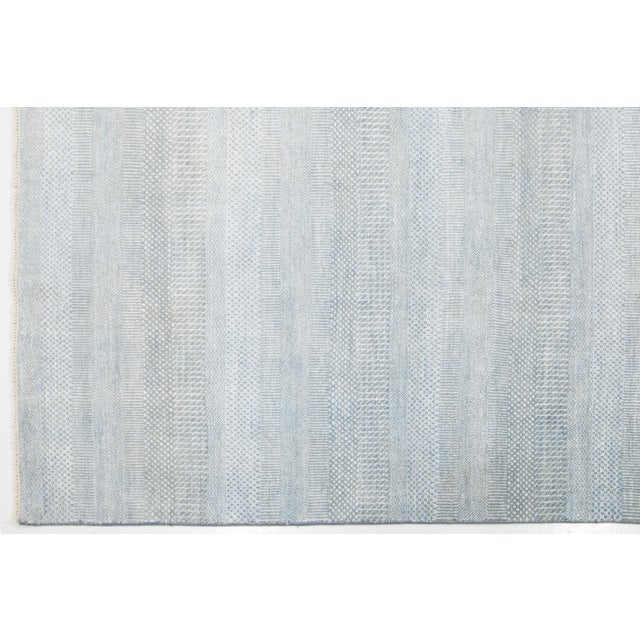Gray 9 X 12 Modern Savannah Wool Rug With Light Blue Geometric Pattern For Sale In New York - Image 6 of 11