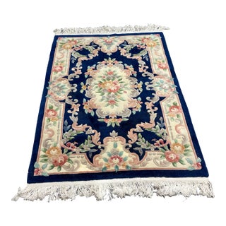 4ft × 6ft Chinese Floral Wool Area Rug, Circa 1979 For Sale